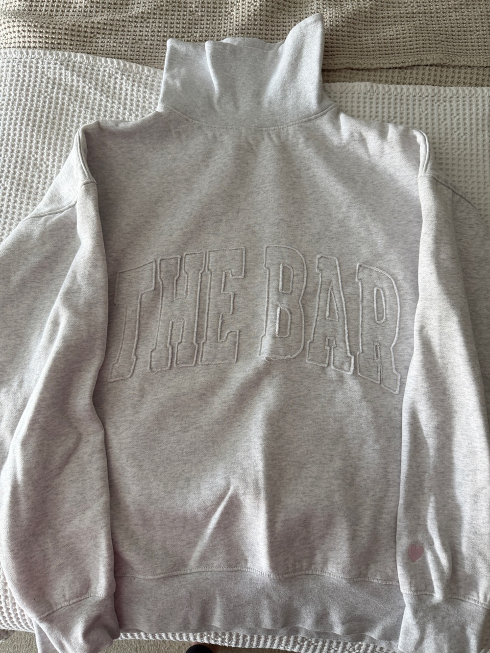 The Bar Light Gray Cowl Neck Sweater with Tonal Embroidered Logo